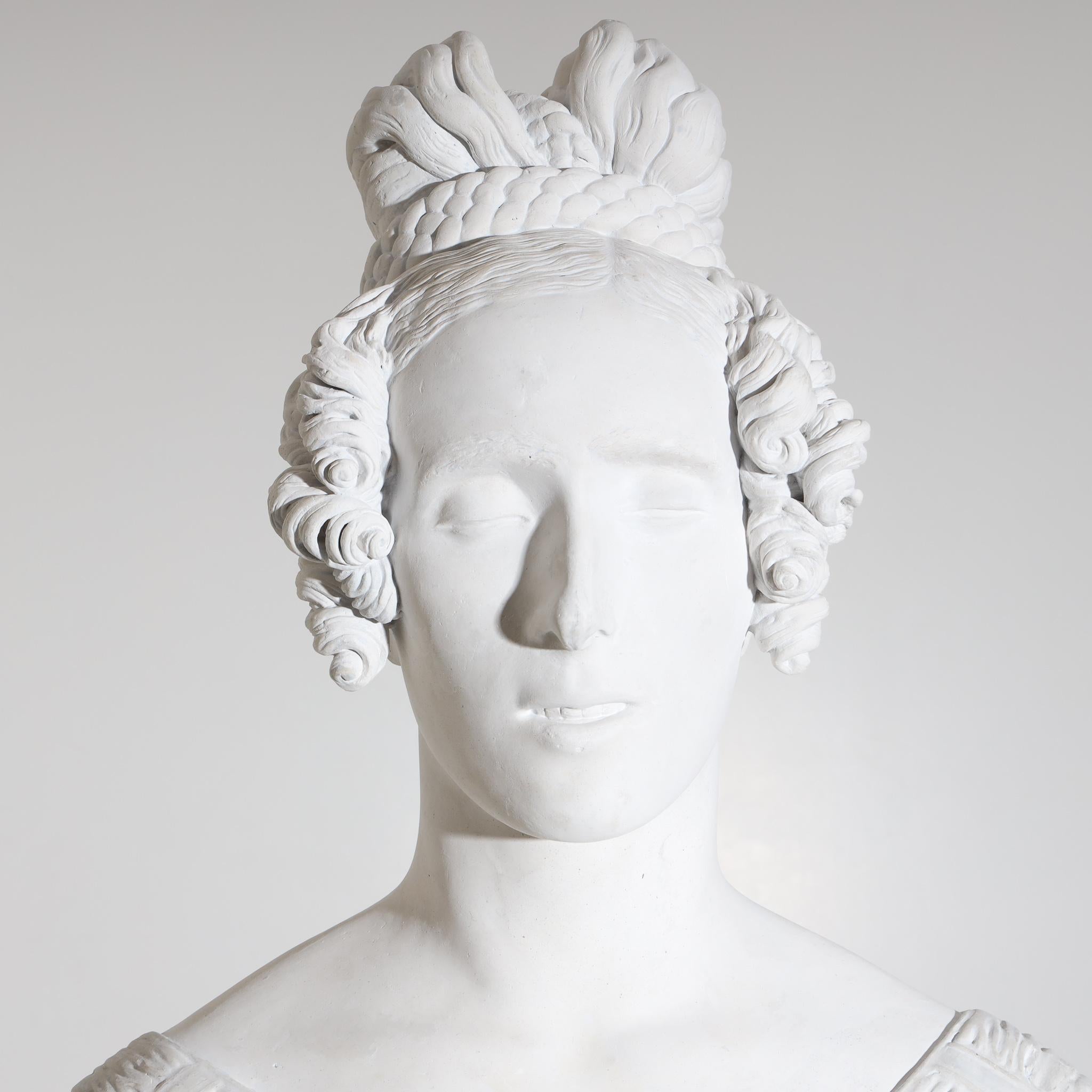 Portrait Bust of a Lady, Dated 1837 For Sale 3