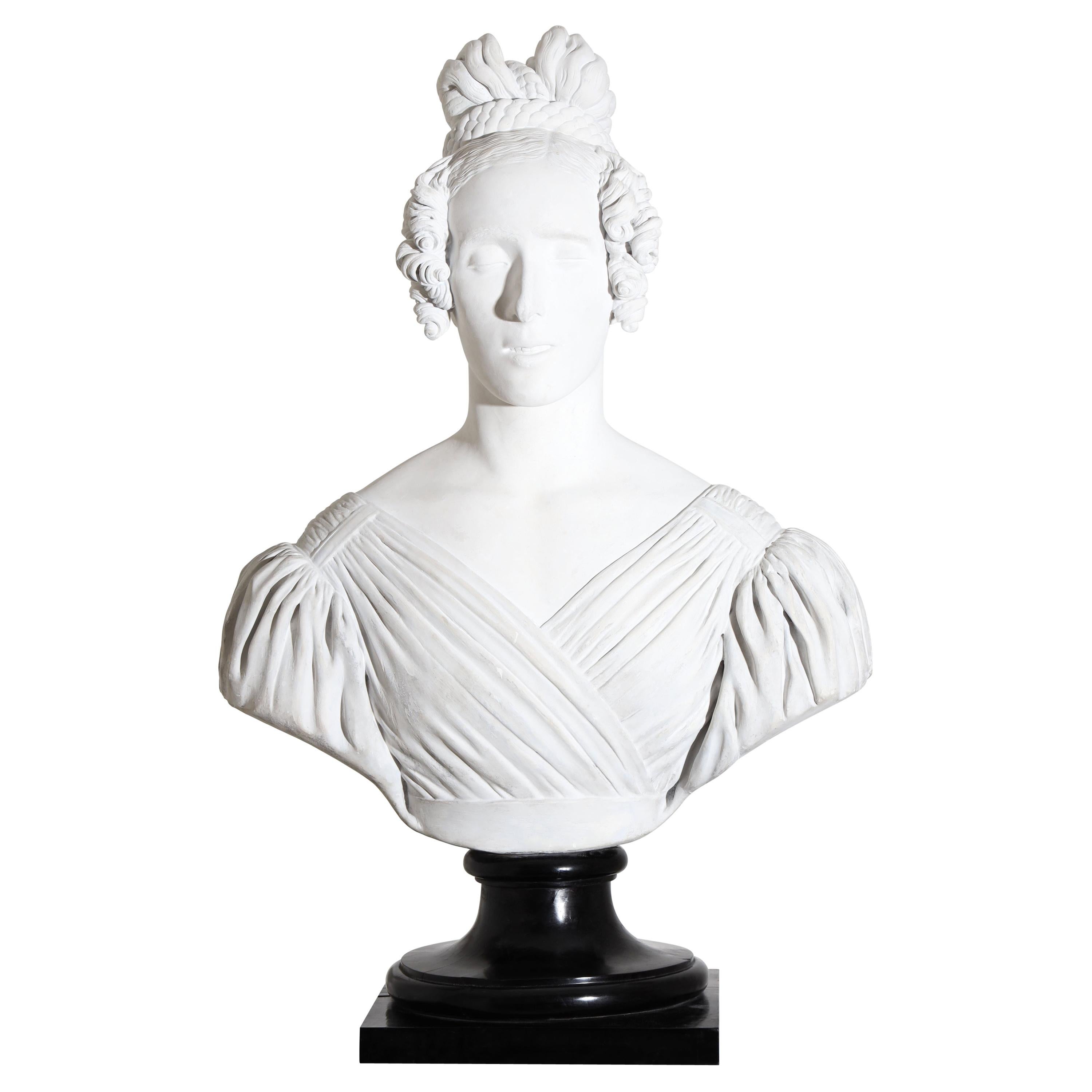 Portrait Bust of a Lady, Dated 1837 For Sale