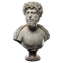 Vintage Ancient Marble Portrait Bust of a Bearded Man possibly Lucius Verus