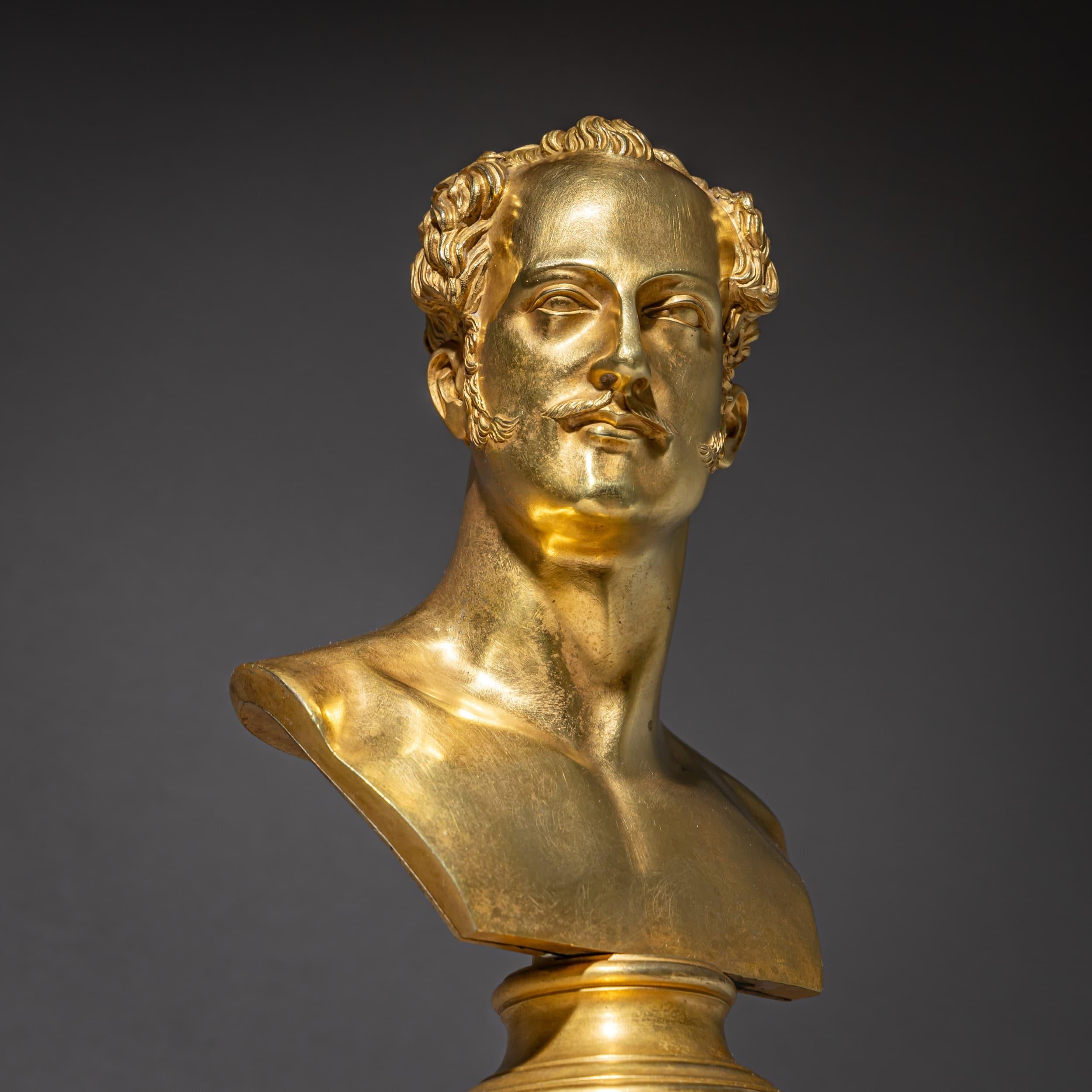 Ormolu Portrait Bust of Tsar Nicholas I (1796–1855), Attributed to Fyodor Kowschenkow For Sale