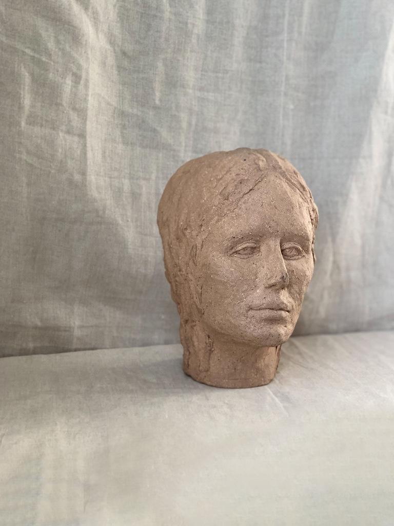 French Clay Female Portrait Bust Sculpture  For Sale