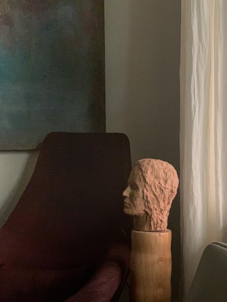 Emotive FRENCH Neoclassical Bust. Intentional unfinished appearance; unglazed rough texture, emphasizes the beauty and imperfection of natural forms. 