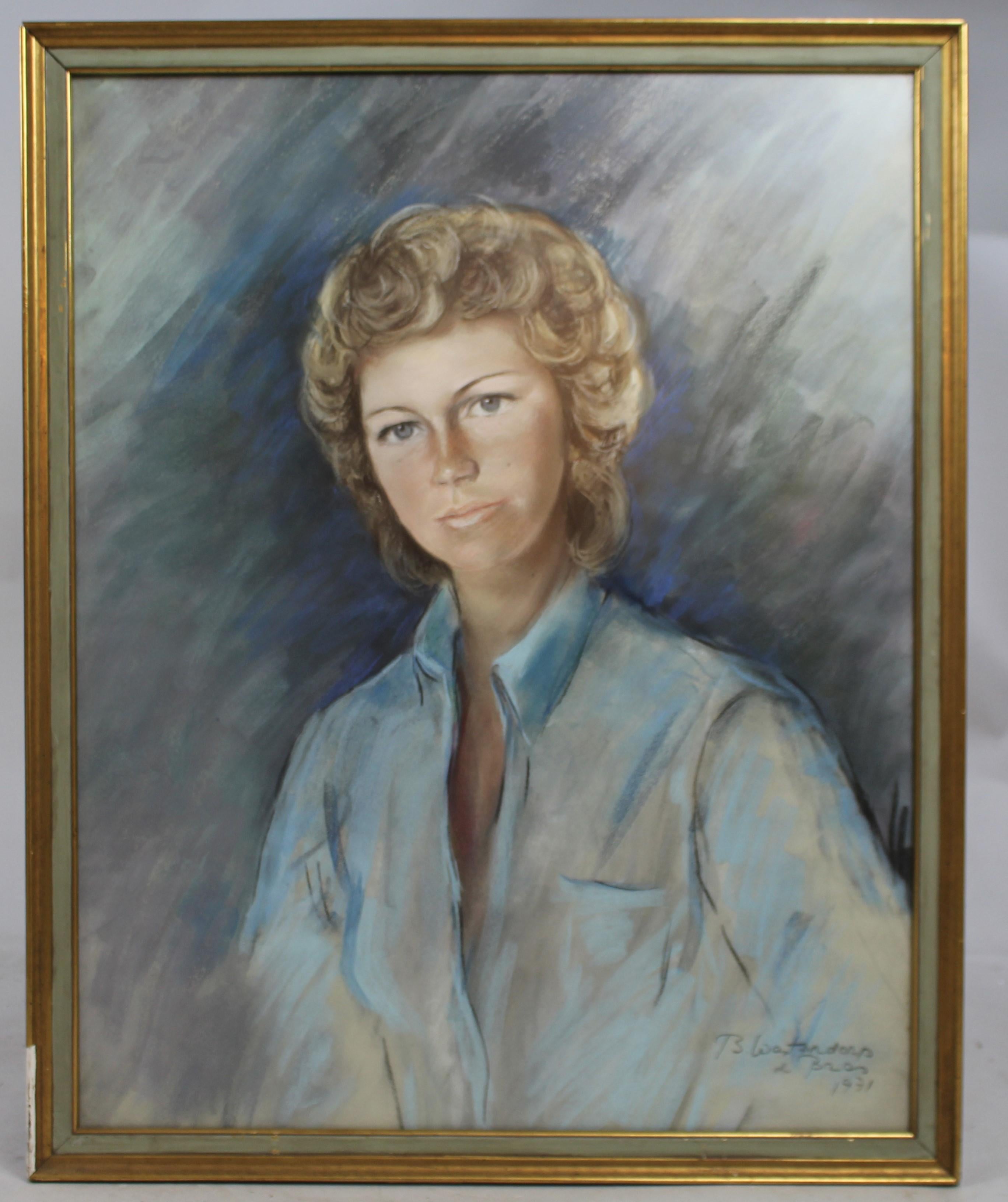 Painting of Ann Bell by Betsy Westendorp (b. 1927) 

Oil on Slate 1971, signed by the artist to the lower right

Frame measures 66 x 81 cm

Ann was nanny to King Juan Carlos' children, Infantas Christina & Elena, and Prince Felipe, now King of