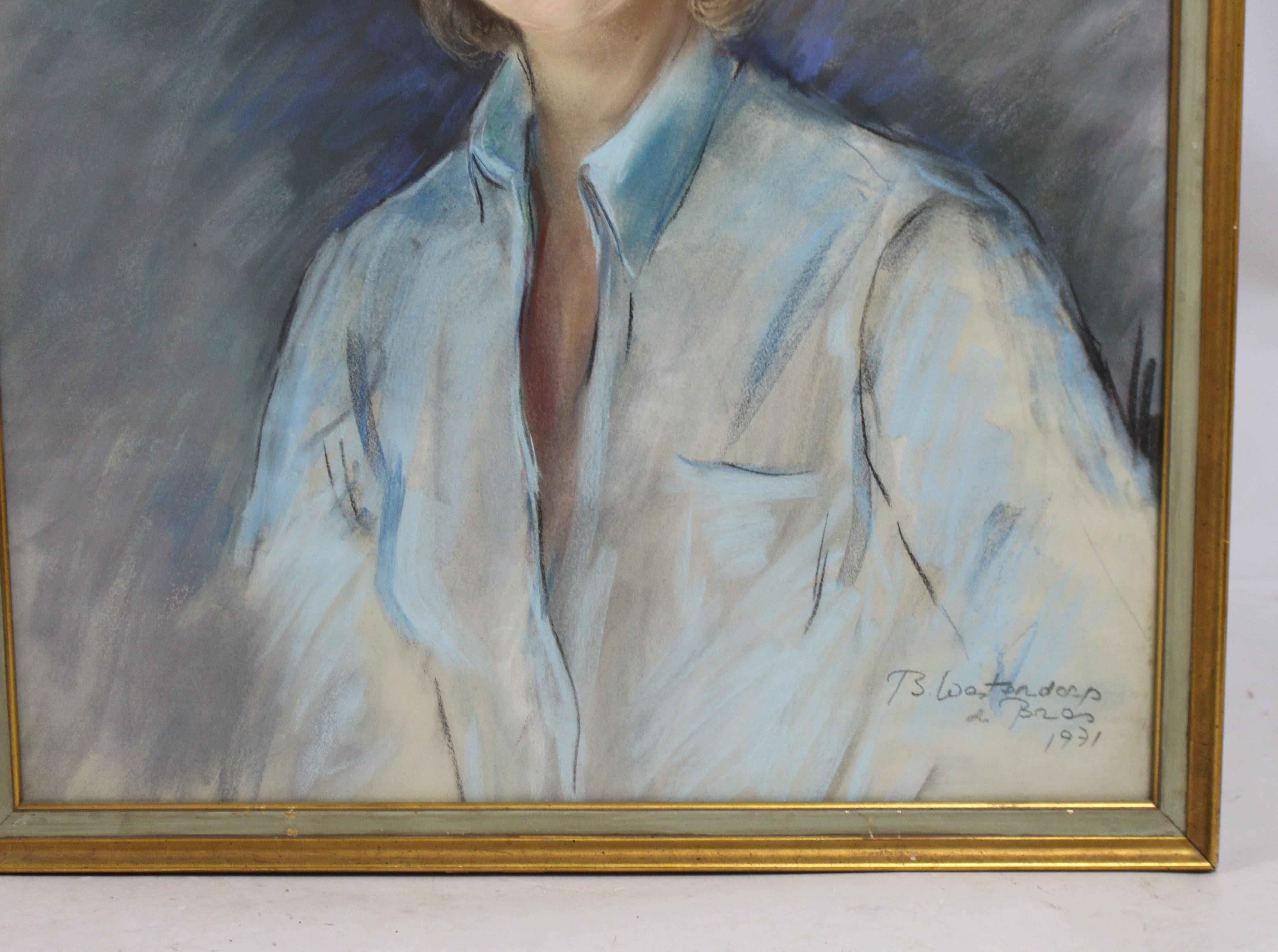 European Portrait by Betsy Westendorp Brias Oil on Slate 1971 For Sale