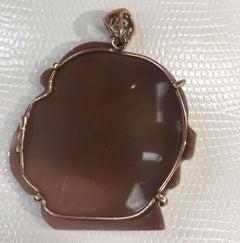 Portrait Carved Shell Cameo Rose Gold Sterling Silver Heirloom Quality Pendant