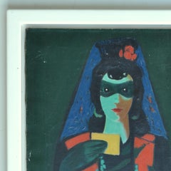 Ritratto ad olio di donna mascherata di Franz Cižek, Repubblica Ceca, 1946