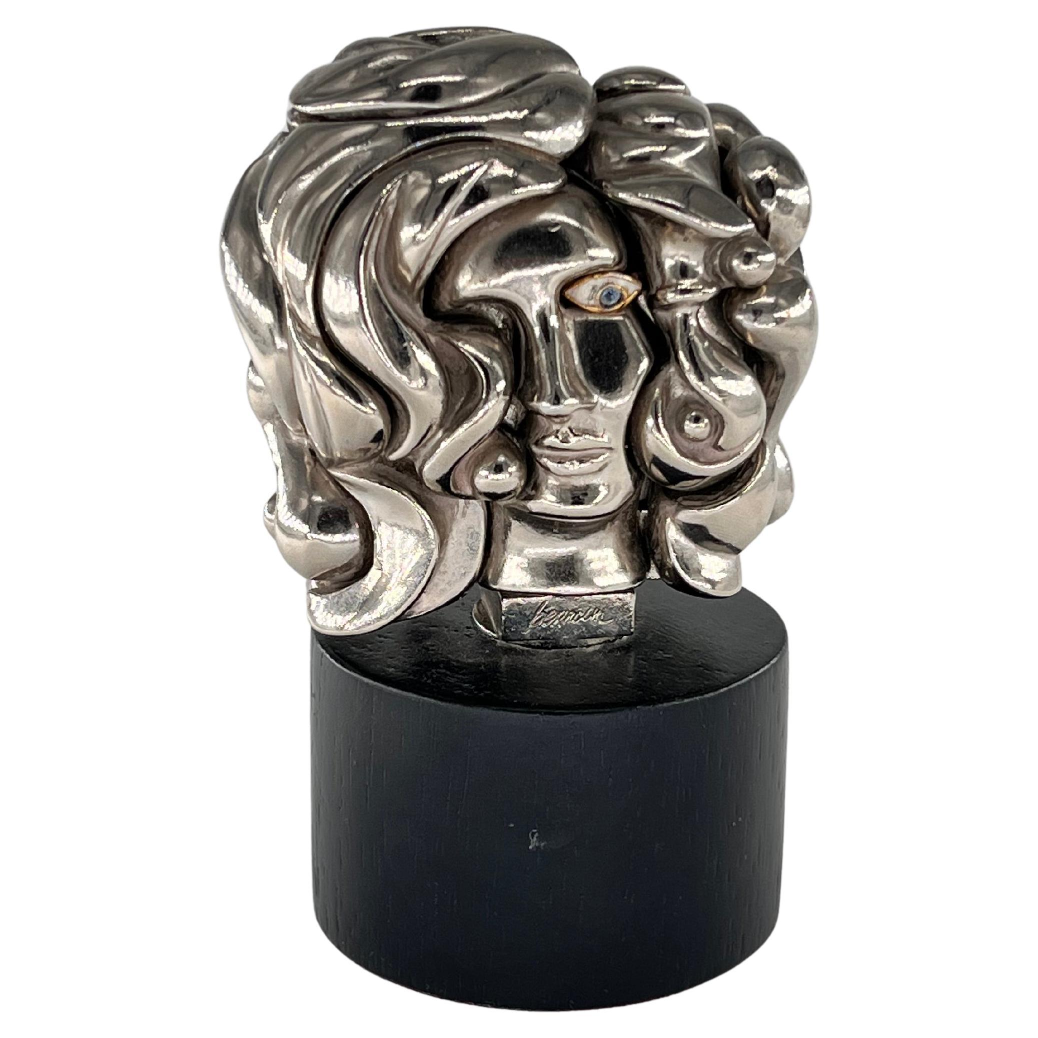 "Portrait de Michele" di Miguel Ortiz Berrocal - Scultura puzzle in ottone argentato