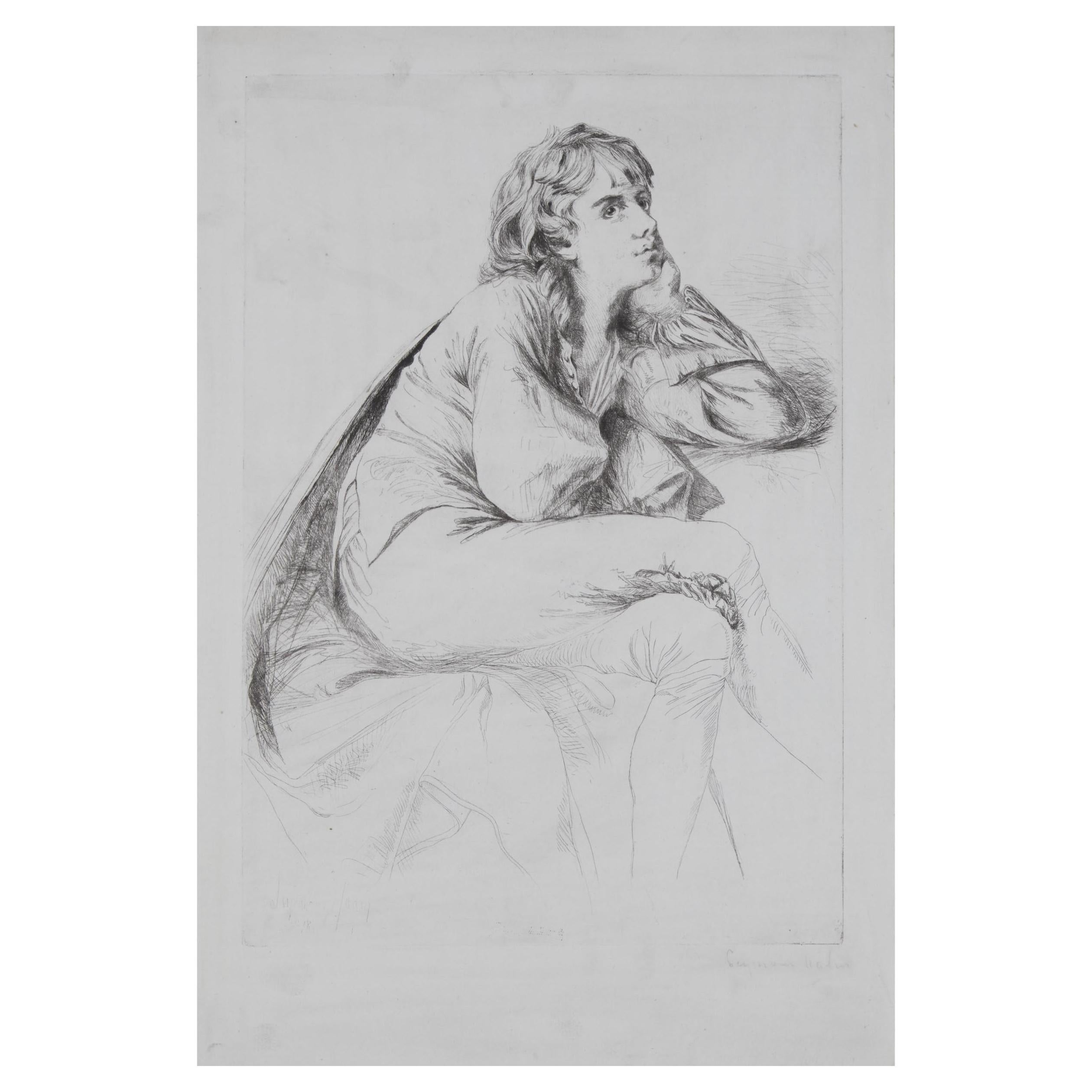 A fabulous portrait by Francis Seymour Haden, (1818-1910 ) of Thomas Haden of Derby, 1864. Drypoint and etching on white wove paper, with full margins, signed in pencil on the lower right; signed and dated in plate on the lower left, final