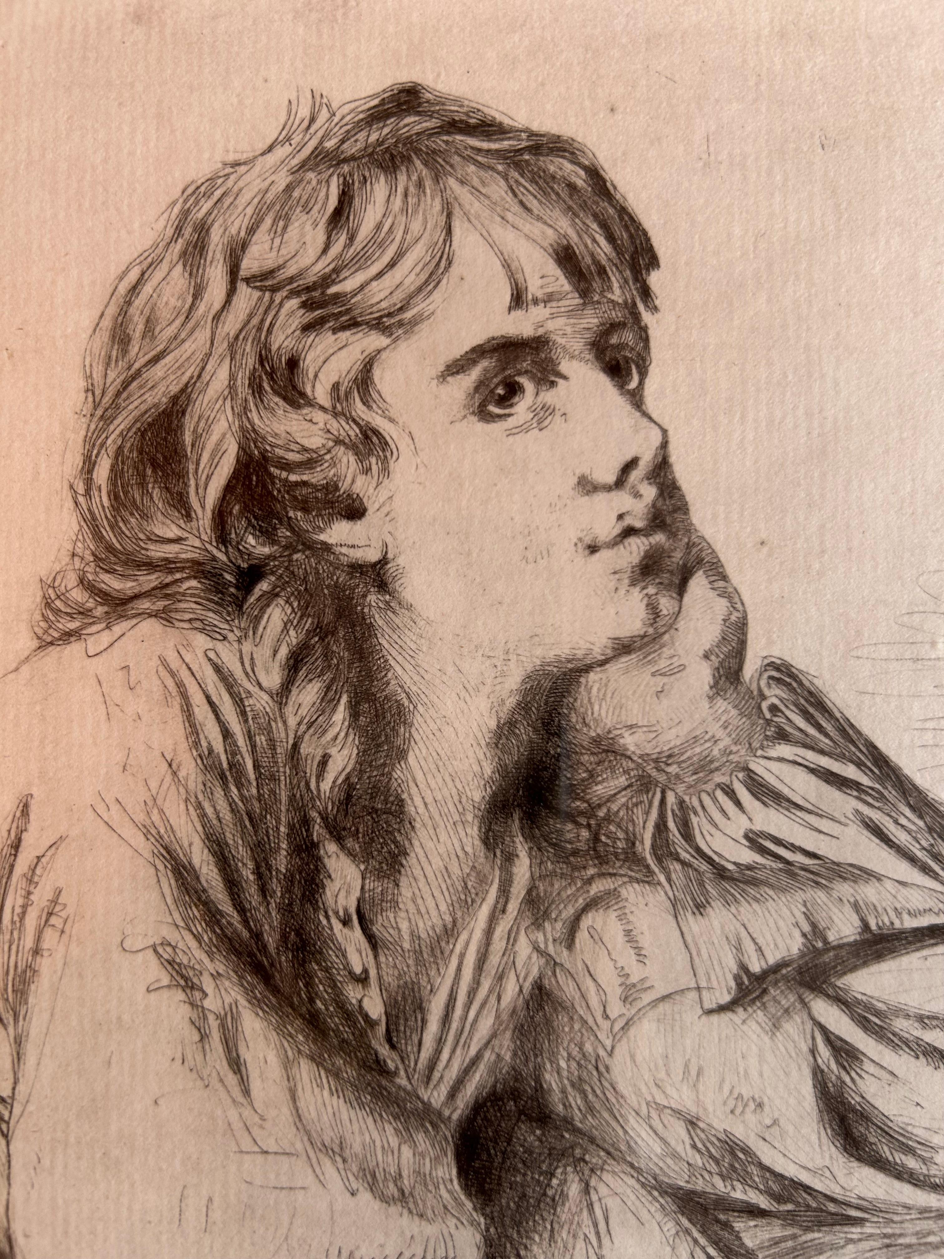 Victorian Portrait,  Drypoint and Etching, Francis Seymour Hayden, 1864 For Sale