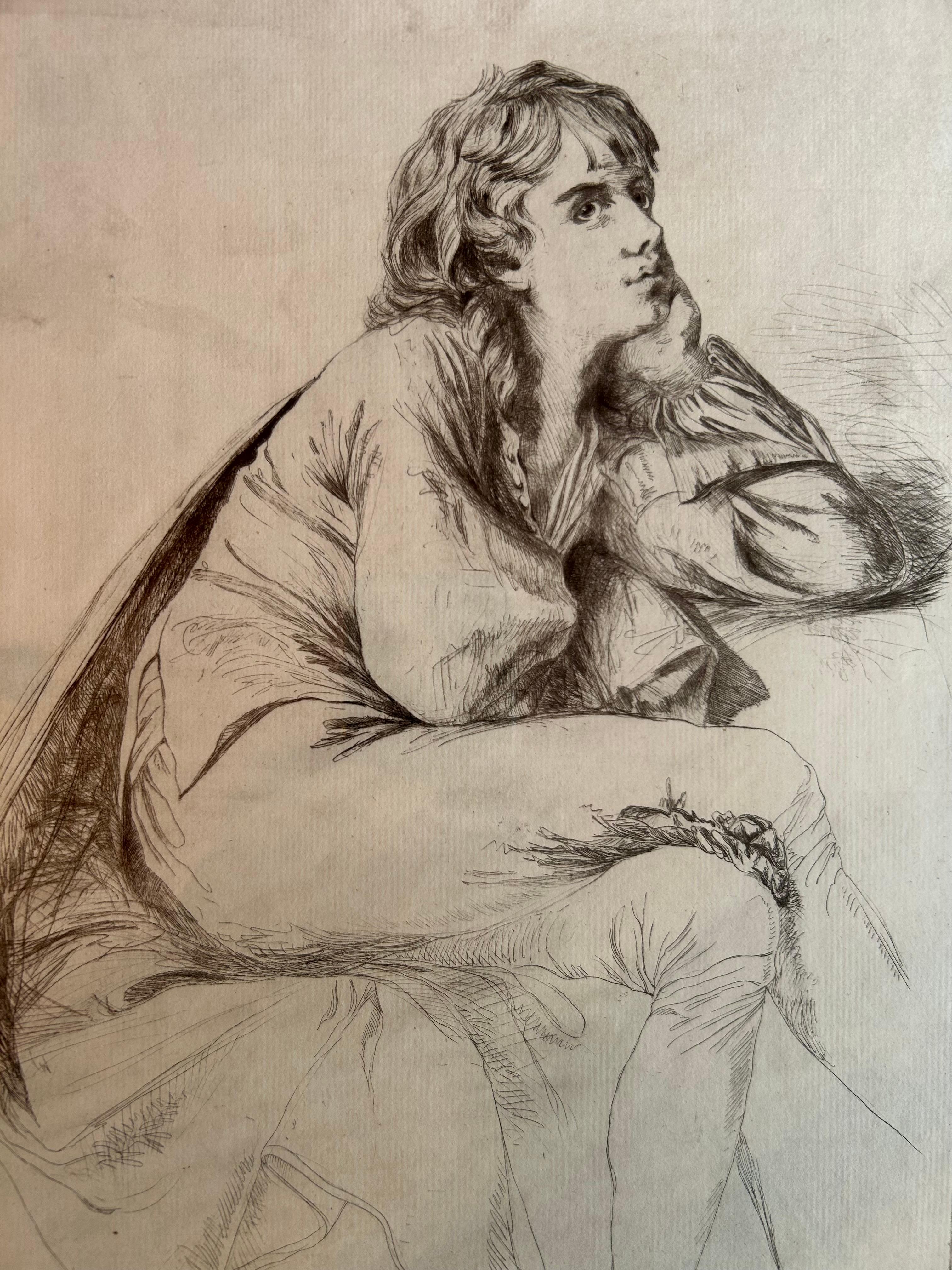English Portrait,  Drypoint and Etching, Francis Seymour Hayden, 1864 For Sale