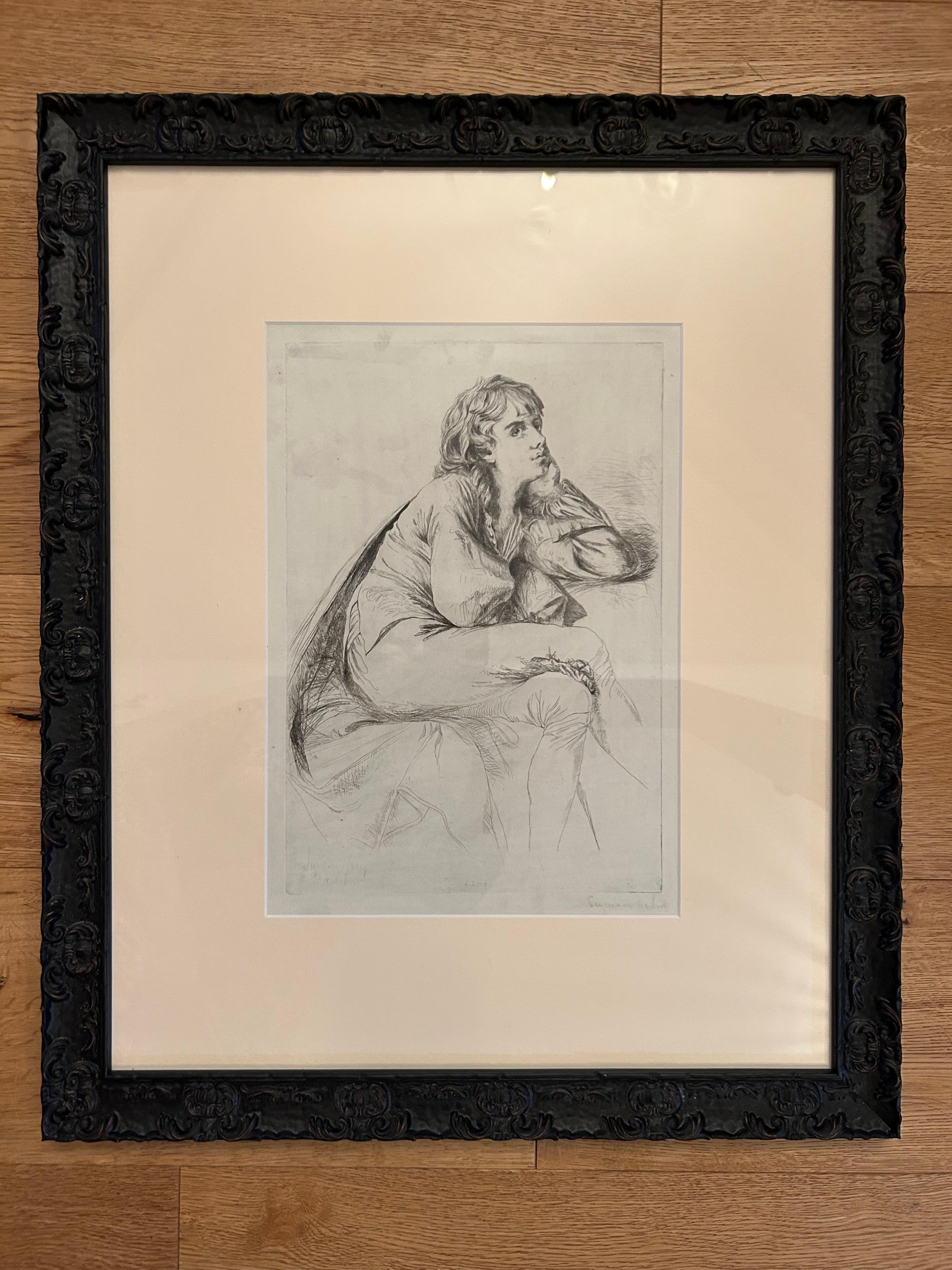 Portrait,  Drypoint and Etching, Francis Seymour Hayden, 1864 In Good Condition For Sale In Toronto, CA