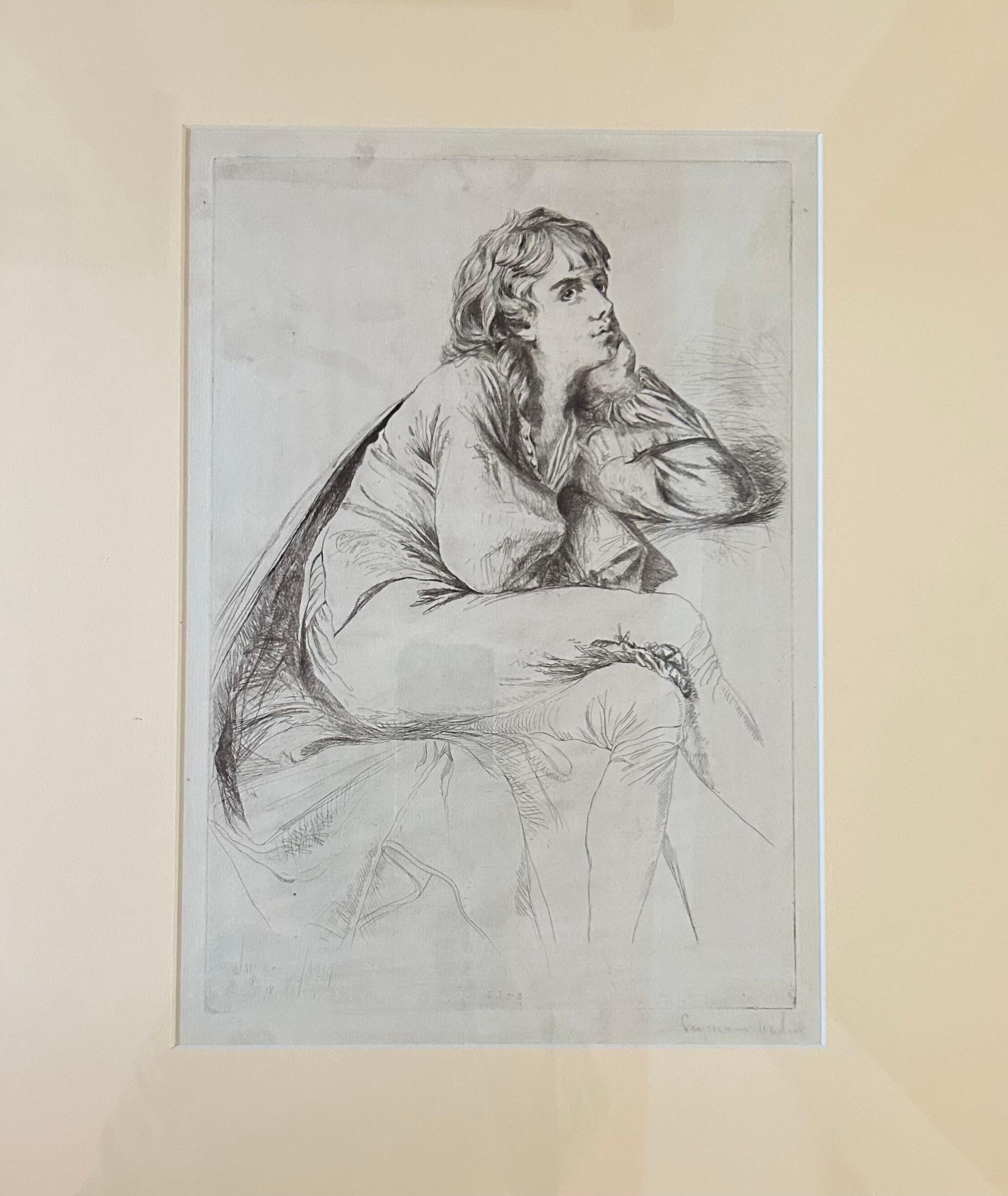 19th Century Portrait,  Drypoint and Etching, Francis Seymour Hayden, 1864 For Sale