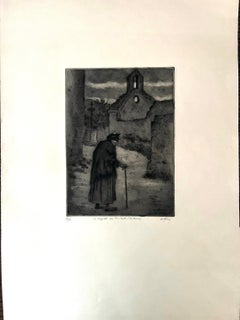 Portrait Elderly Woman Churchyard by François De Herain