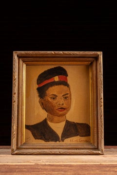 Portrait  Framed 1945 Chick Lamoe Oil Painting, Signed and Dated