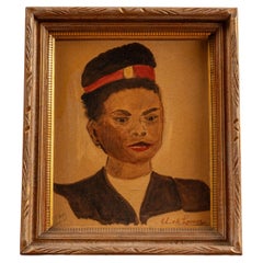 Portrait Framed 1945 Chick Lamoe Oil Painting, Signed and Dated