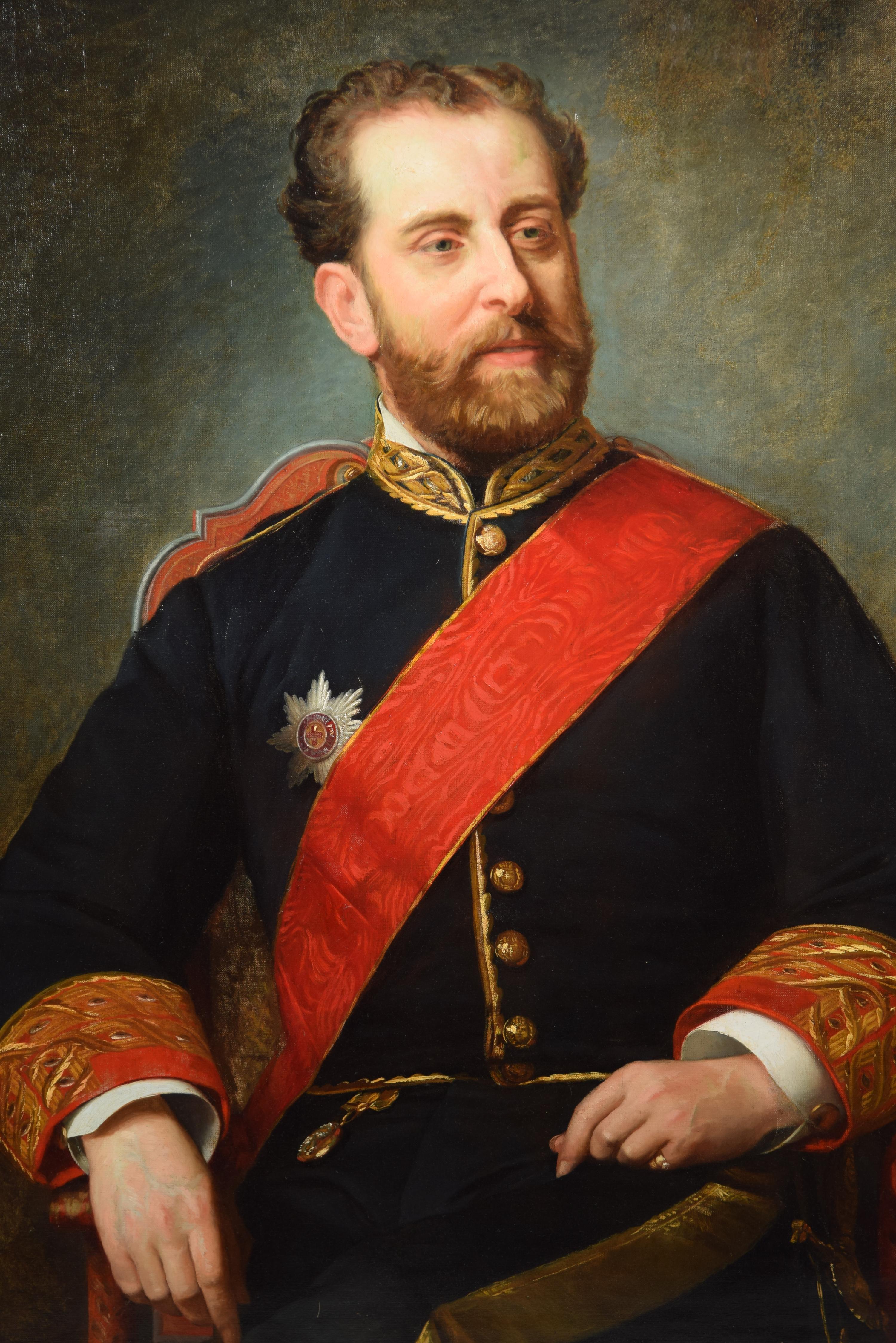His Excellency Mr. Francisco Romero Robledo. Oil on canvas. SUÁREZ LLANOS, Ignacio (Gijón, 1830-Madrid, 1881), Spain, 1876.
Signed, identified and dated.
Three-quarter portrait on a dark neutral background showing a seated gentleman dressed in