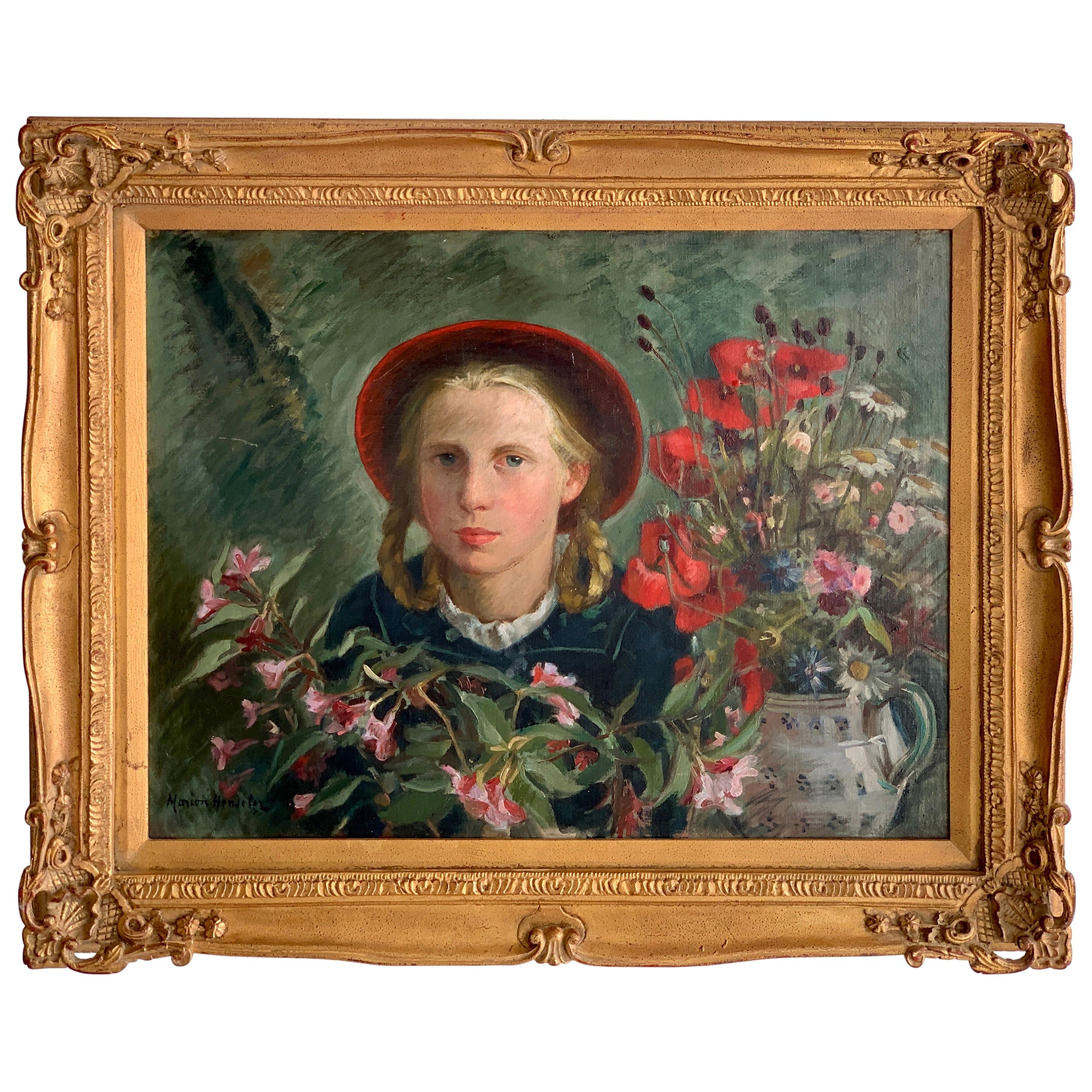Portrait Girl Amongst Flowers, by Marion Henseler