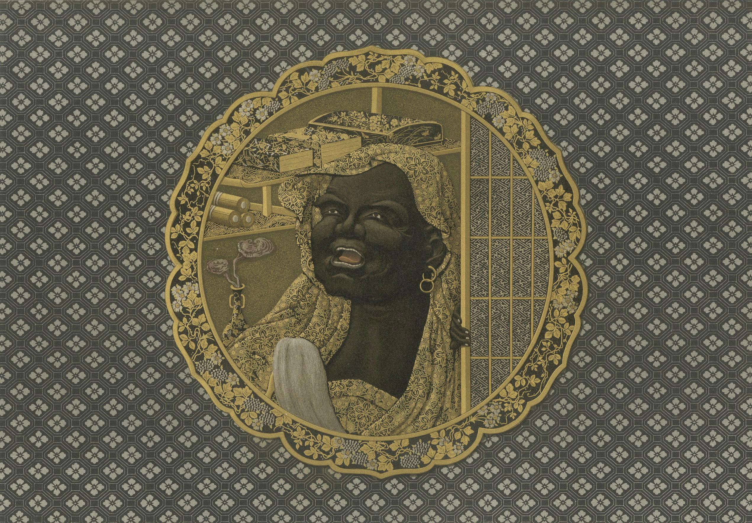 Late 19th Century Portrait in Golden Frame – from Audsley’s Decorative Collection, 1884 For Sale