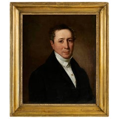 Portrait in Oil on Canvas of an Elegant Man from the 19th Century