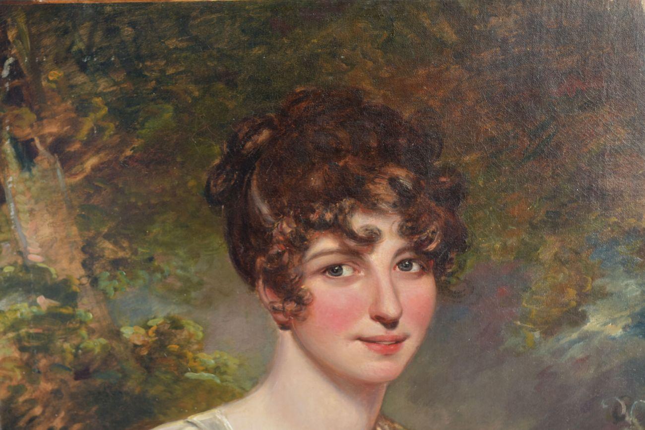 Portrait intitulé miss Johnson d'après Gainsborough époque début XIXème In Fair Condition For Sale In Marseille, FR