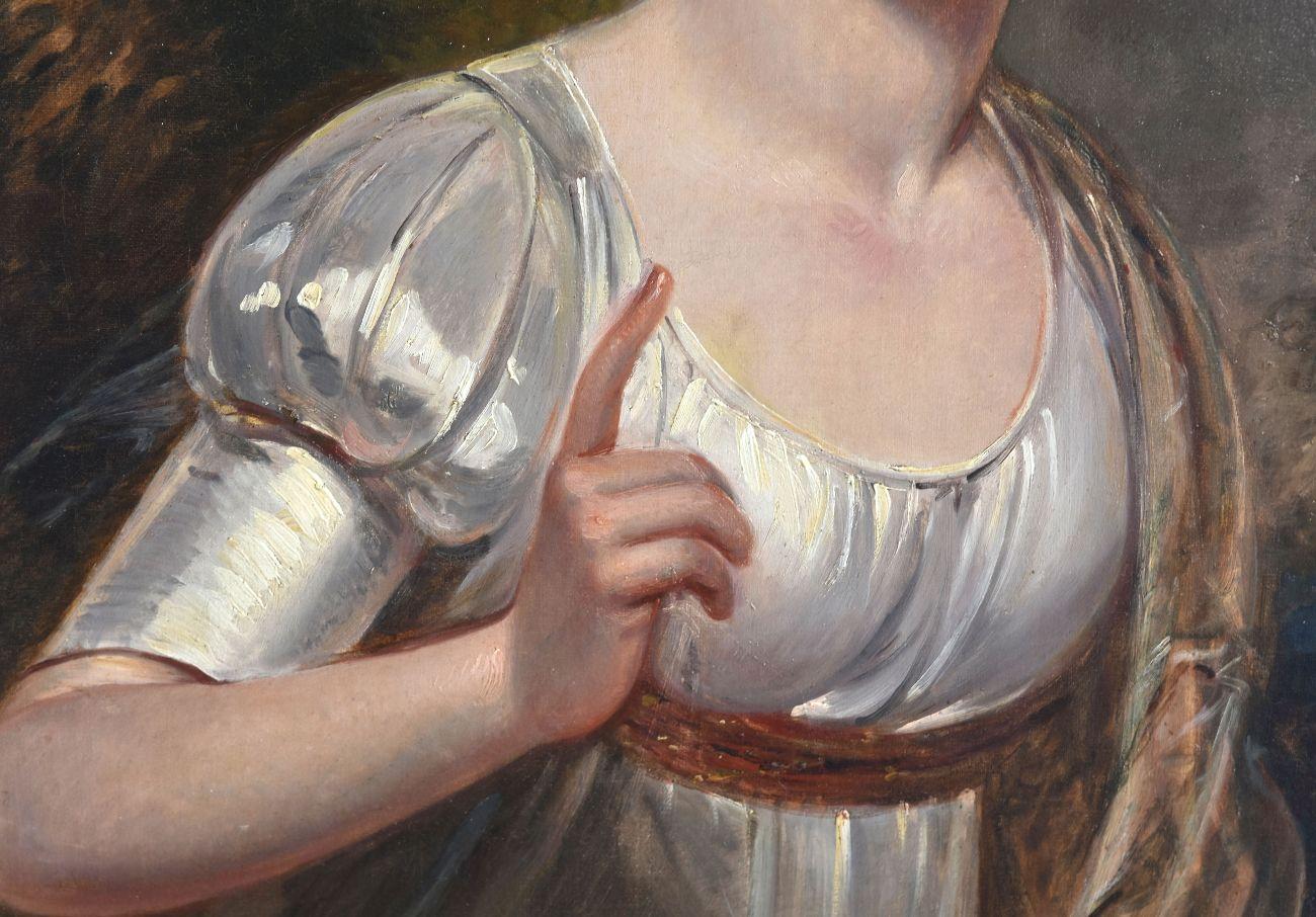 Canvas Portrait intitulé miss Johnson d'après Gainsborough époque début XIXème For Sale