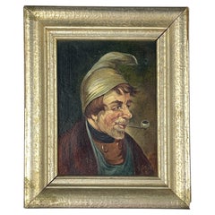 Ritratto "Uomo in cuffia da notte con pipa" di G. Schill, tela, olio, 1930
