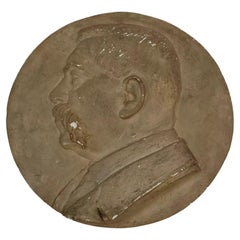 Portrait Medallion in Plaster by Charles Filleul – Male Profile, 1901.