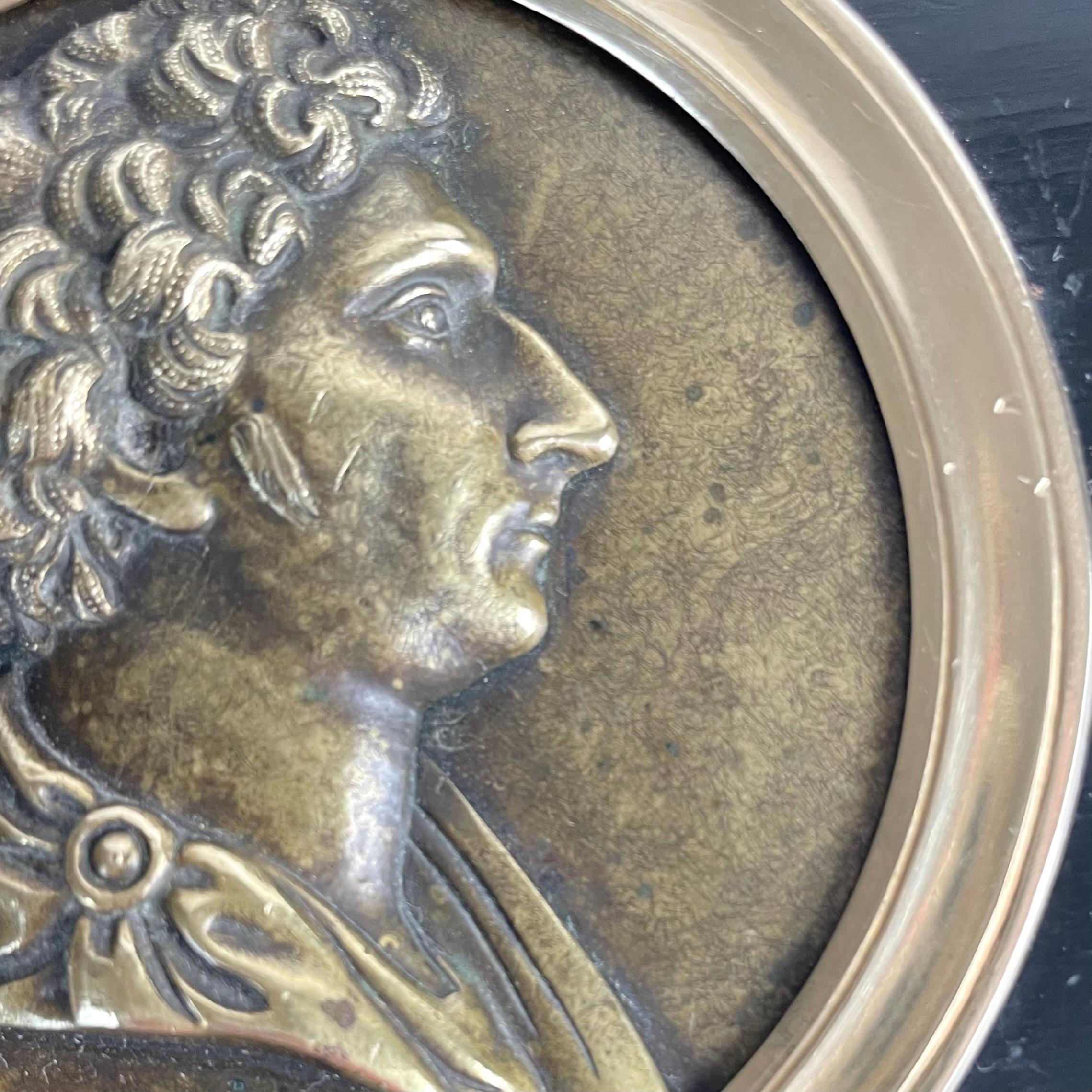 Porträtmedaillon des schwedischen Königs Karl XIV. Johan, Empire, ca. 1820er Jahre (Bronze) im Angebot
