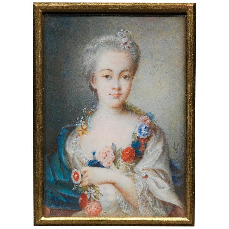Porträt-Miniatur-Schule der Französischen Schule, Französisch, um 1775, Herzogin Maria Carolina von Österreich (Louis XVI.) im Angebot
