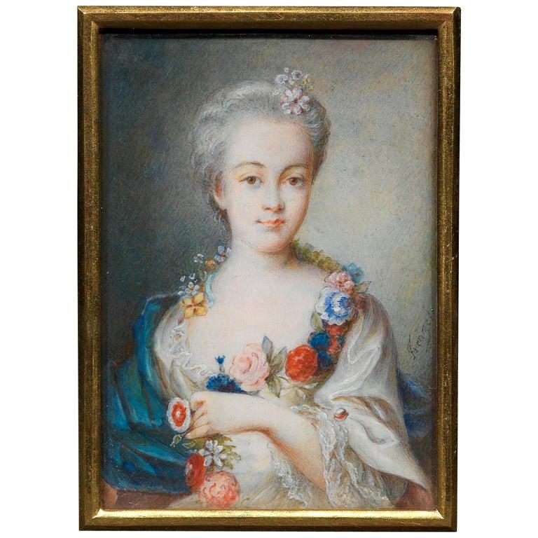 Porträt-Miniatur-Schule der Französischen Schule, Französisch, um 1775, Herzogin Maria Carolina von Österreich im Angebot