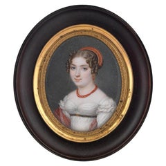 Vintage Portrait Miniature Jean-Baptiste Couvelet, French, 1772-1830