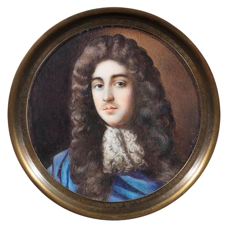 Portrait Miniature Louis of France, '1661-1711' Le Grand Dauphin For Sale