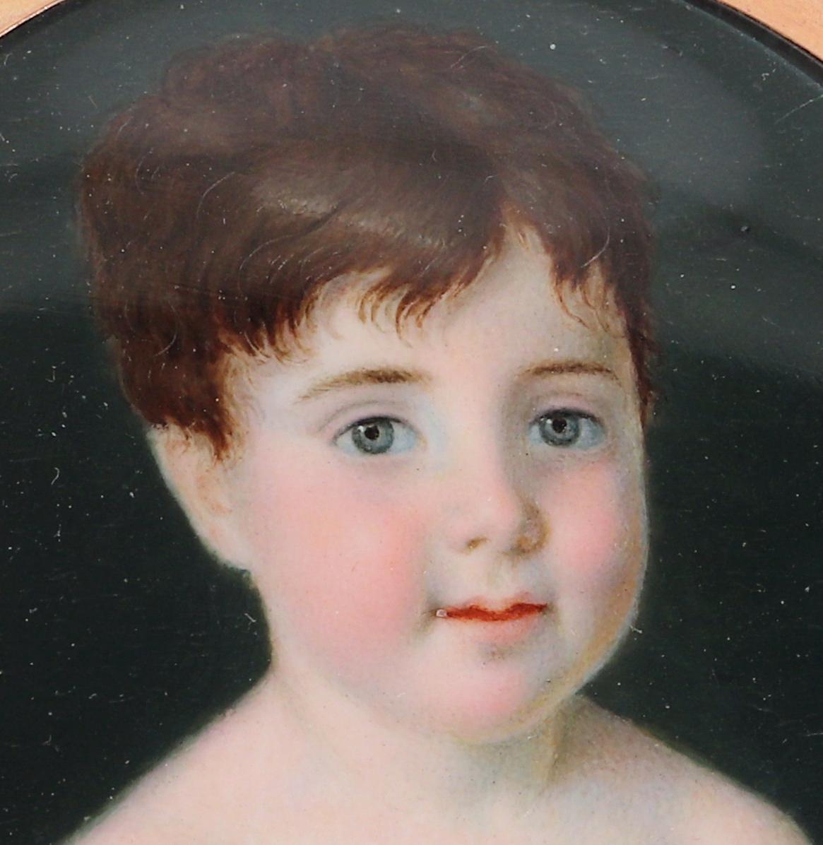 Portrait Miniature of a Young Girl, Signed Corno 1817 In Good Condition For Sale In Downingtown, PA