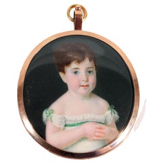 Portrait Miniature of a Young Girl, Signed Corno 1817