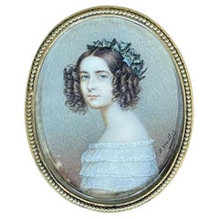 Antique Portrait Miniature of Princess Alexandra V. Bayern, by Stieler
