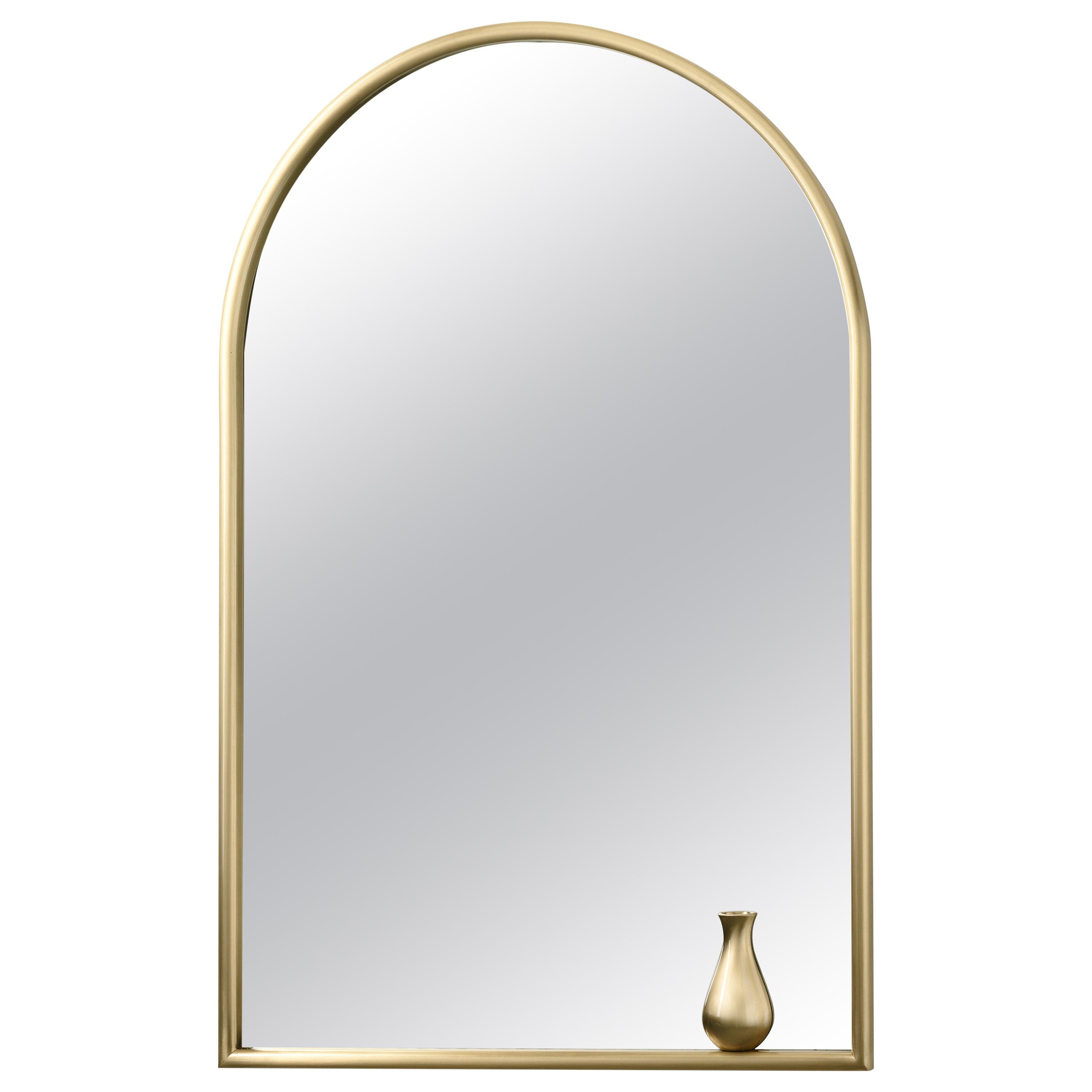 Portrait Mirror with Little Vase in Brass by Elisa Giovannoni For Sale