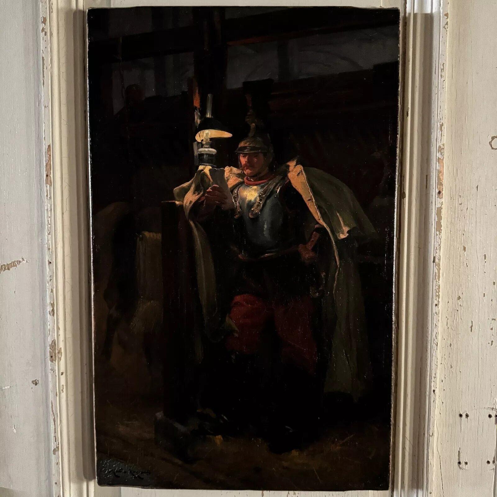 Ritratto di un soldato del XIX secolo in una stalla del pittore marino Marin Roy 

Questo ritratto che rappresenta un granatiere è ben illuminato, infatti il soldato sta leggendo una lettera alla luce di una lampada a olio. Il tutto è stato prodotto