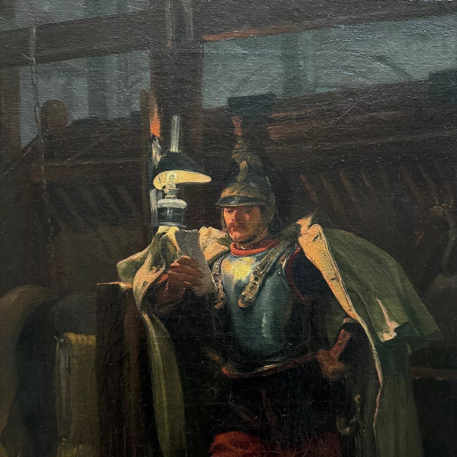Tela Ritratto di un soldato del XIX secolo in una stalla del pittore marino Marin Roy in vendita