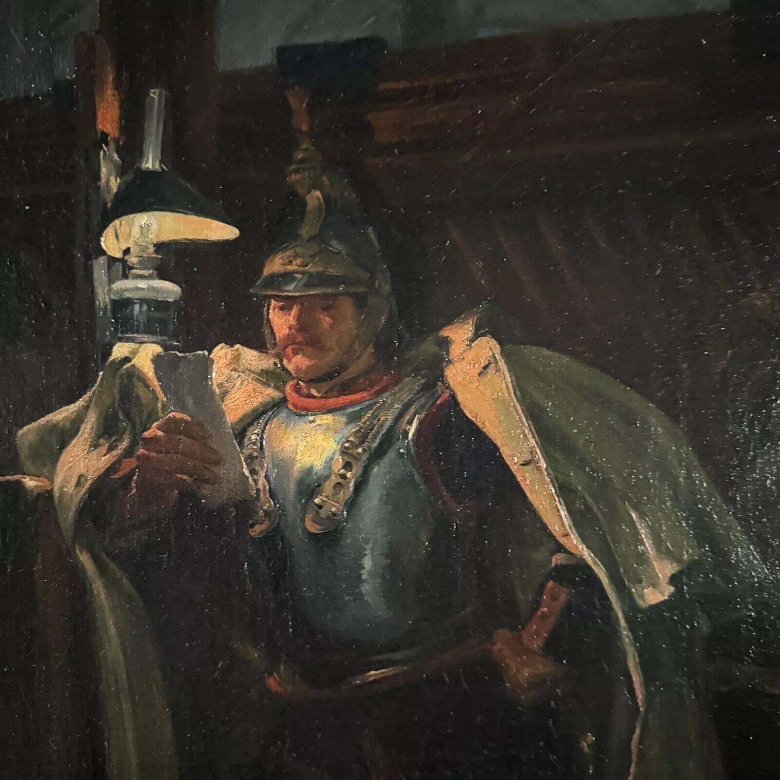 Ritratto di un soldato del XIX secolo in una stalla del pittore marino Marin Roy in vendita 3