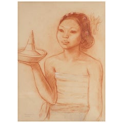 Portrait of a Balinese Beauty by Theo Meier in Original Frame