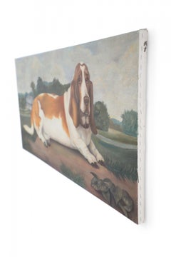 Portrait of a Basset Hound in Nature Painting on Canvas