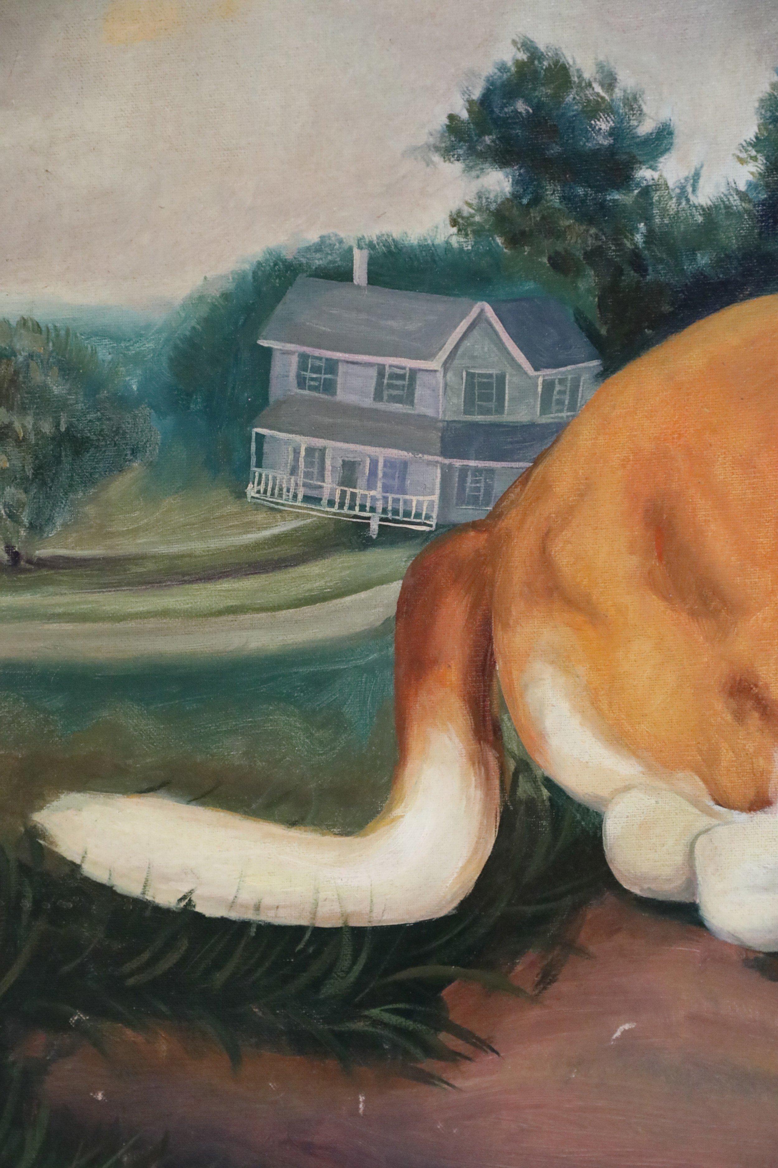 Porträt eines Basset-Hunds in Natur, Gemälde auf Leinwand (amerikanisch) im Angebot