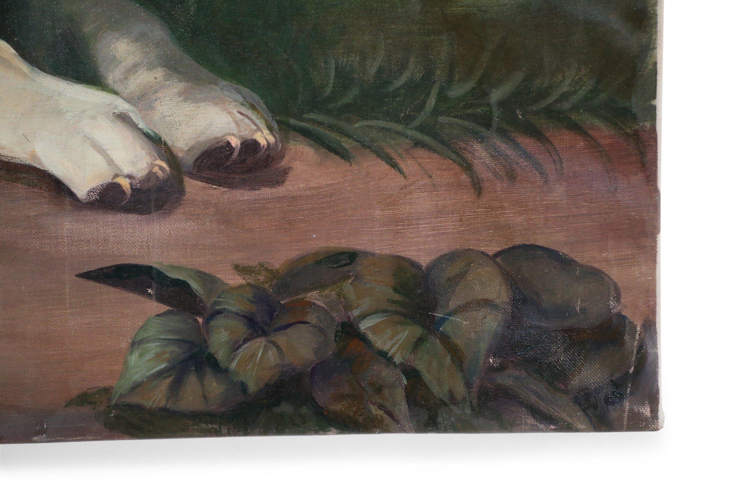 Toile Portrait d'un chien de basset dans la nature, peinture sur toile en vente