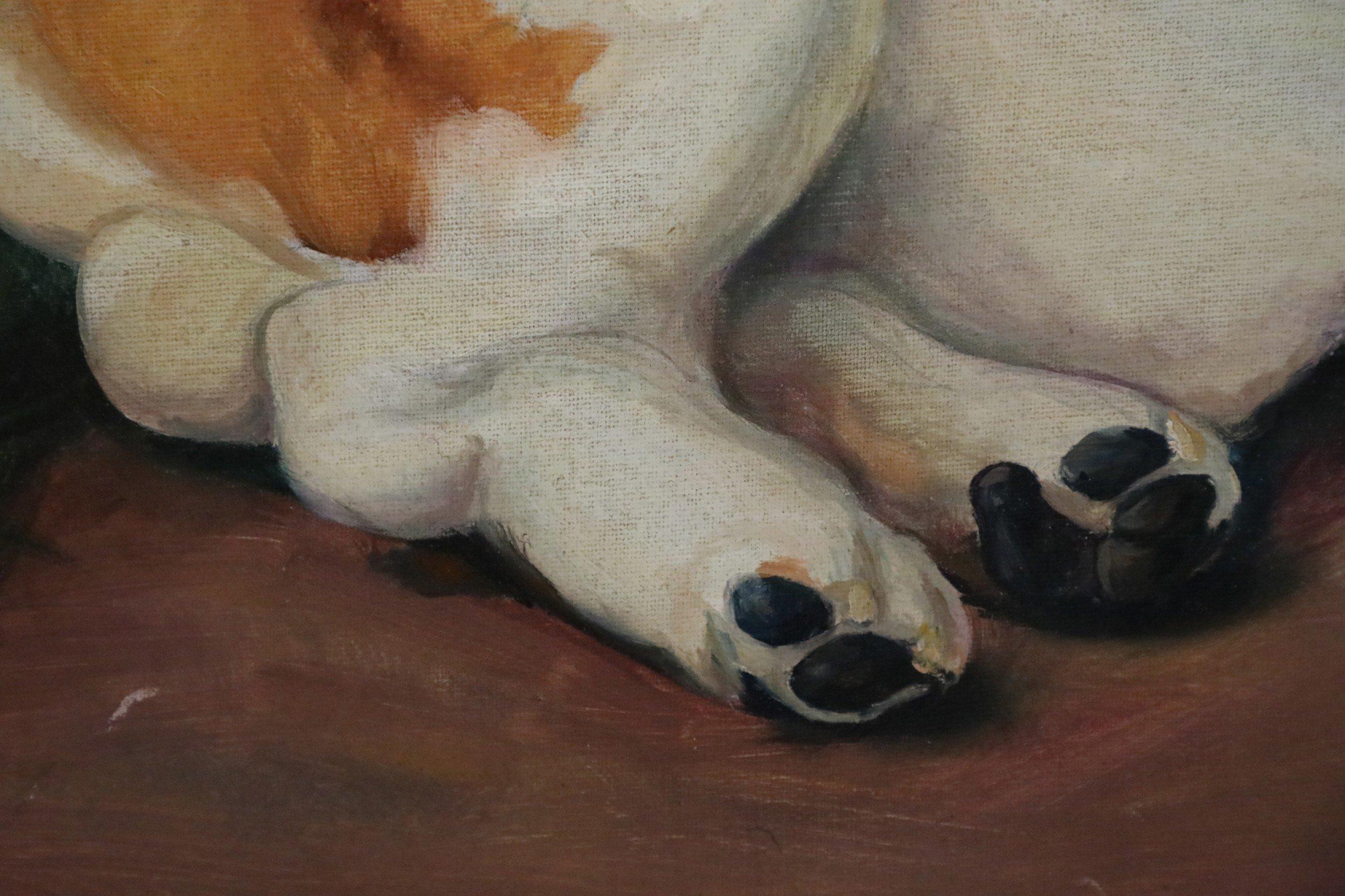 Porträt eines Basset-Hunds in Natur, Gemälde auf Leinwand im Angebot 1