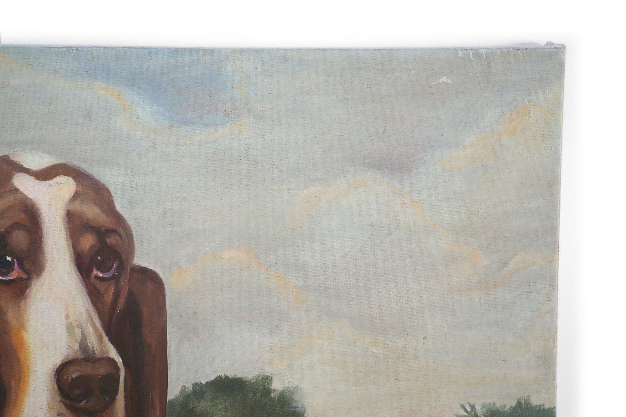 Porträt eines Basset-Hunds in Natur, Gemälde auf Leinwand im Angebot 2