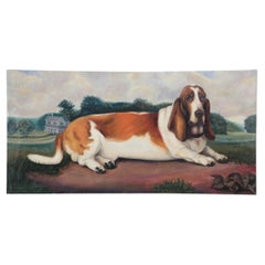 Porträt eines Basset-Hunds in Natur, Gemälde auf Leinwand