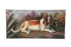 Vintage Portrait of a Basset Hound in Nature Painting on Canvas