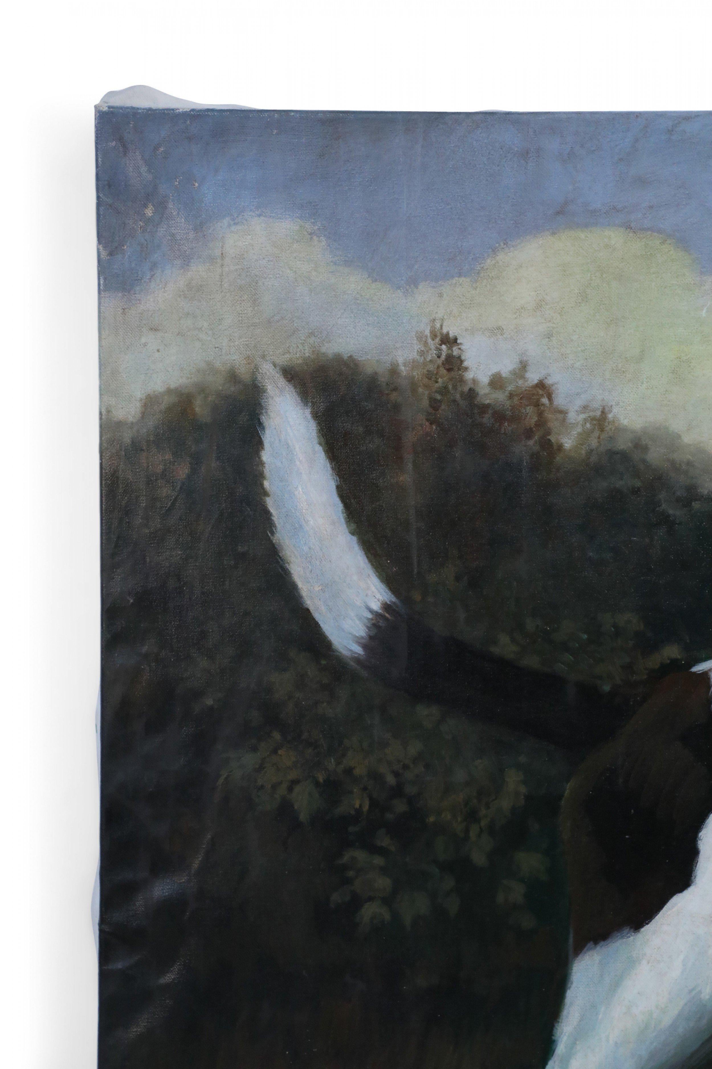Portrait d'un aigle - Peinture à l'huile sur toile Bon état - En vente à New York, NY