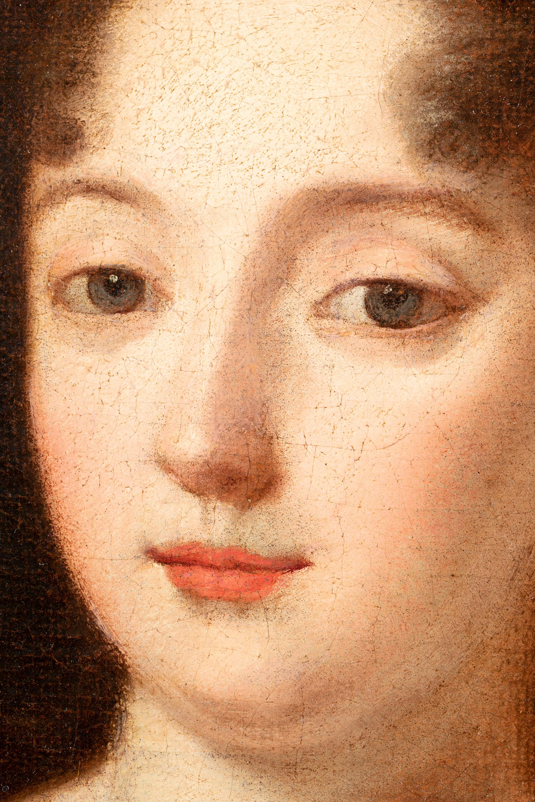 Oiled Portrait of a Blood Princess During the Reign of Louis XIV Entourage P. Mignard