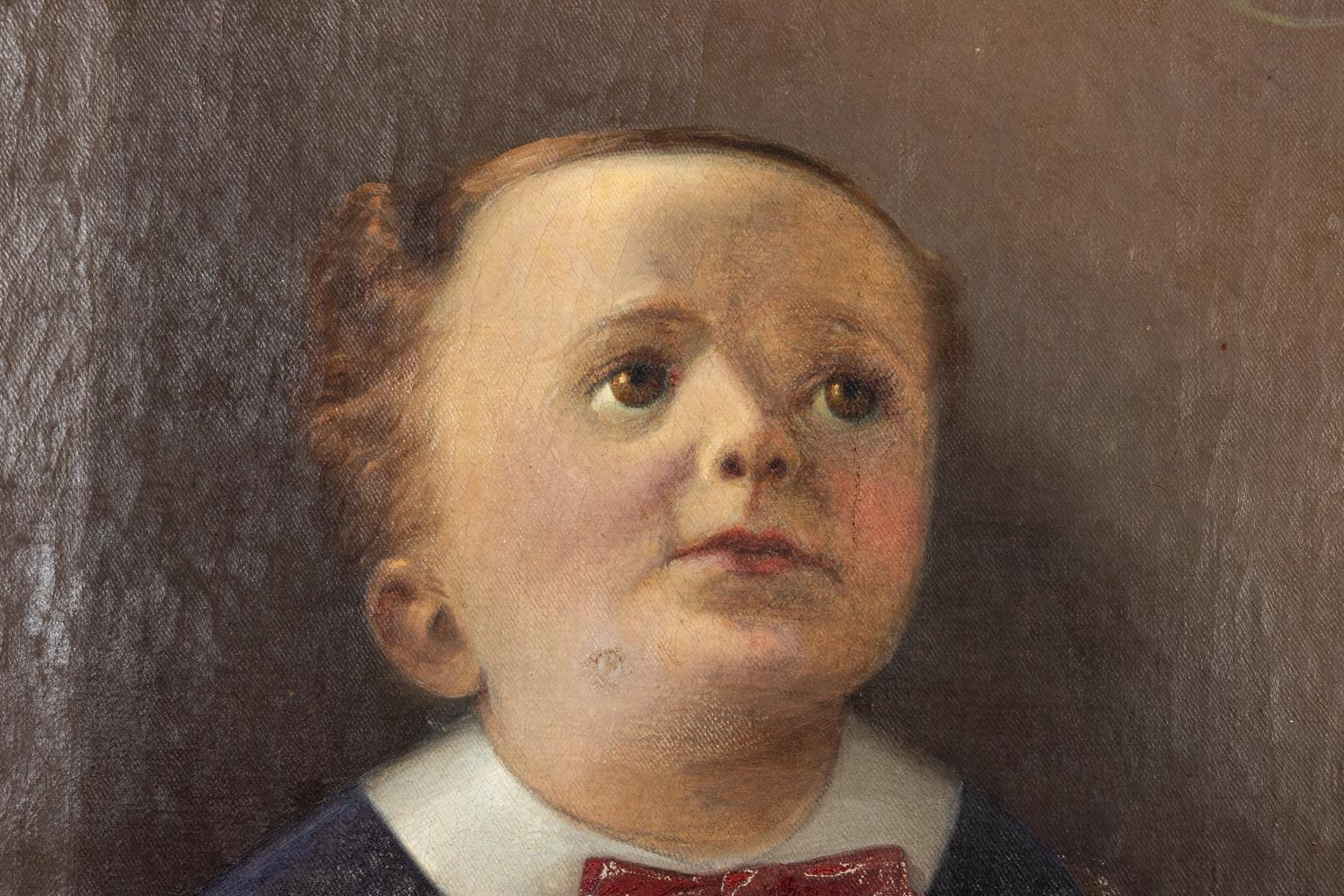 European Portrait of a Boy Blowing Bubbles